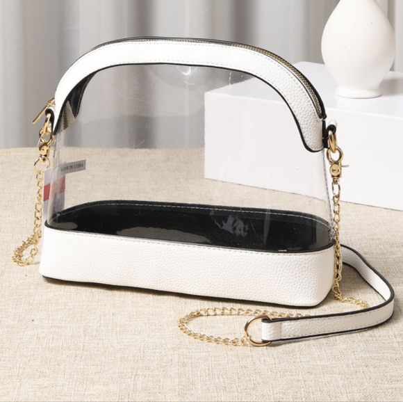 White Transparent Clear Crossbody Bag Purse Leather Casual Womens Accessory - Picture 4 of 4